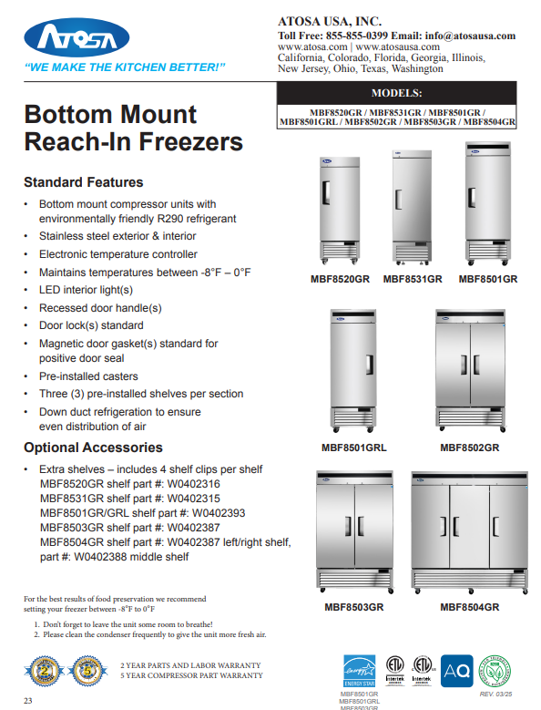 Congelador vertical 1 Puerta - MBF8501GRL