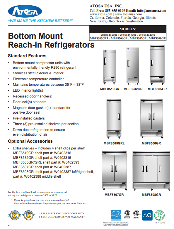 Refrigerador Vertical 1 Puerta - MBF8505GRL